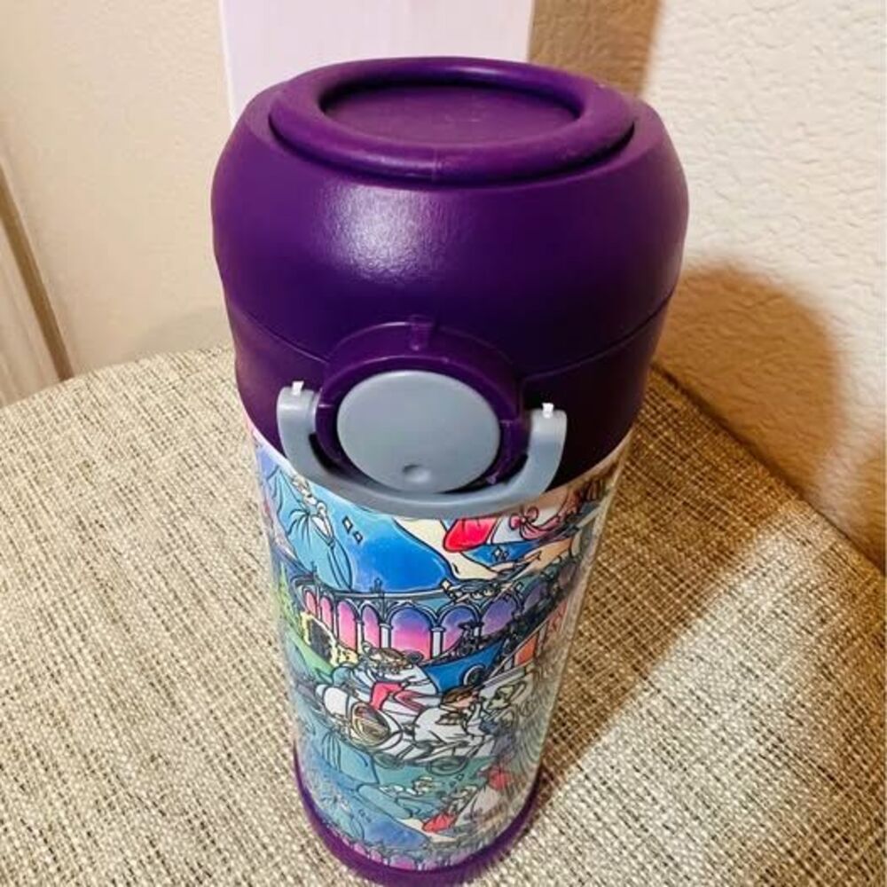 Cinderella Tumbler – 12 oz Hand-Drawn Design, Purple Lid & Straw – NEW